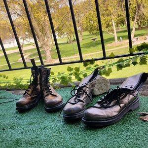 Dr. Martens Gold and Silver Combat Boots